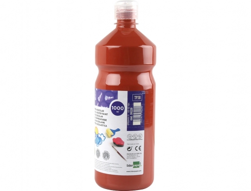 Tempera liquida Liderpapel escolar 1000 ml marron 59229, imagen 2 mini