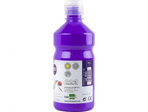 Tempera liquida Liderpapel escolar 500 ml violeta 59202, imagen 2 mini
