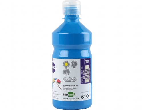 Tempera liquida Liderpapel escolar 500 ml azul 59205, imagen 2 mini