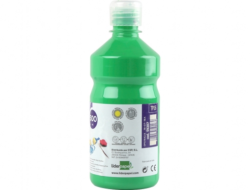 Tempera liquida Liderpapel escolar 500 ml verde 59207, imagen 2 mini