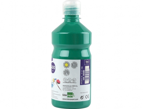 Tempera liquida Liderpapel escolar 500 ml verde oscuro 59208, imagen 2 mini