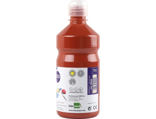 Tempera liquida Liderpapel escolar 500 ml marron 59209, imagen 2 mini