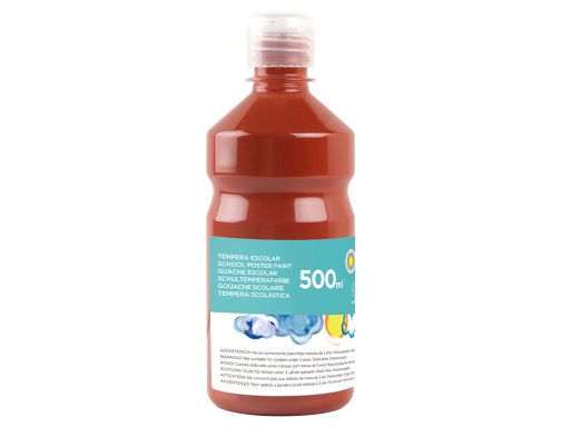 Tempera liquida Liderpapel escolar 500 ml marron 59209, imagen 3 mini