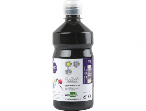 Tempera liquida Liderpapel escolar 500 ml negro 59210, imagen 2 mini