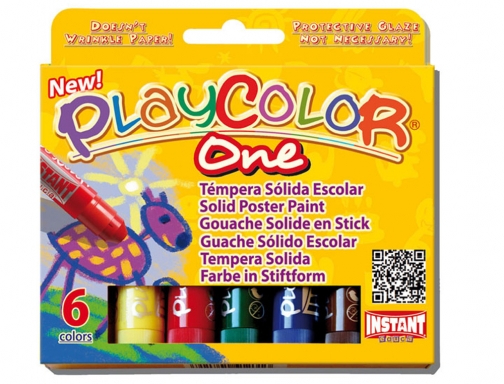 Tempera solida en barra playcolor escolar caja de 6 colores surtidos Instant 10711, imagen 2 mini