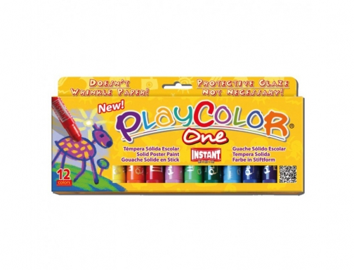 Tempera solida en barra playcolor escolar caja de 12 colores surtidos Instant 10731, imagen 2 mini