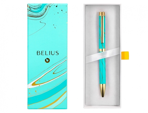 Boligrafo Belius aqua aluminio color turquesa y dorado tinta azul caja de BB274 , turquesa dorado, imagen 5 mini
