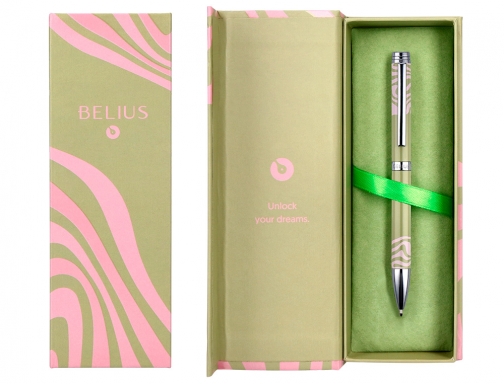 Boligrafo Belius ink dreams aluminio color verde matcha y rosa plateado frase BB299 , verde rosa, imagen 5 mini