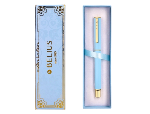 Boligrafo Belius macaron bliss forma hexagonal color celeste y dorado tinta azul BB297 , celeste dorado, imagen 5 mini