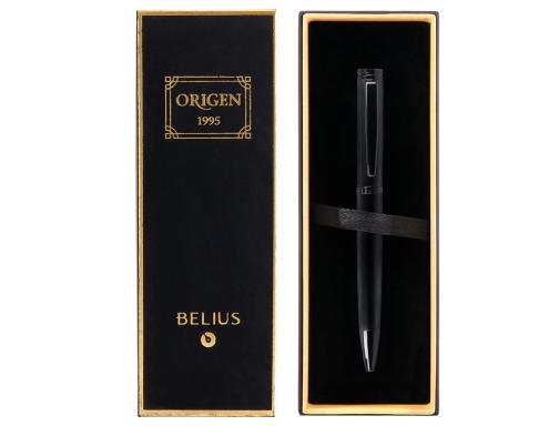 Boligrafo Belius origen 1995 aluminio textura cepillada color negro tinta azul caja BB232, imagen 5 mini