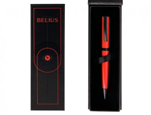 Boligrafo Belius turbo aluminio color rojo y negro tinta azul caja de BB252 , rojo negro, imagen 5 mini
