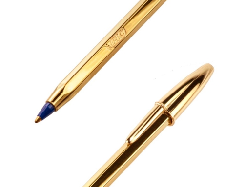 Boligrafo Bic cristal celebration oro tinta azul unidad 9213401, imagen 3 mini