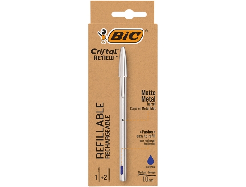 Boligrafo Bic cristal renew tinta azul con cuerpo en aluminio mate mas 997202, imagen 2 mini