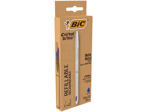 Boligrafo Bic cristal renew tinta azul con cuerpo en aluminio mate mas 997202, imagen 3 mini