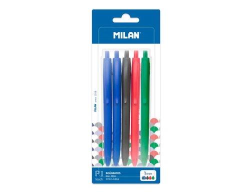 Boligrafo Milan p1 retractil 1 mm touch blister de 5 unidades colores BWM10321 , surtidos, imagen 2 mini