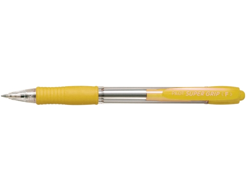 Boligrafo Pilot super grip amarillo retractil sujecion de caucho tinta base de NSGAM, imagen 2 mini