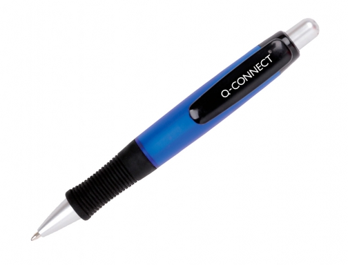 Boligrafo Q-connect premium retractil con sujecion de caucho color azul punta 1 KF11393, imagen 3 mini