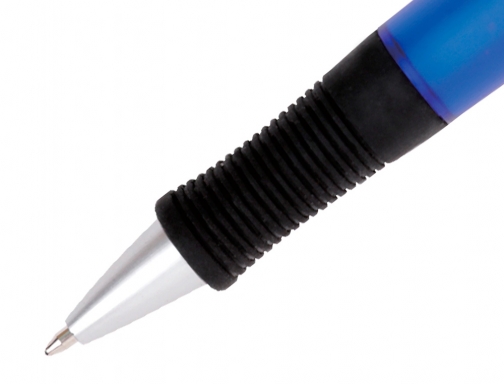 Boligrafo Q-connect premium retractil con sujecion de caucho color azul punta 1 KF11393, imagen 4 mini