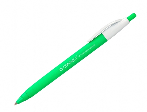 Boligrafo Q-connect retractil KF14625 biodegradable verde tinta azul, imagen 2 mini