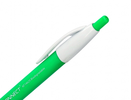 Boligrafo Q-connect retractil KF14625 biodegradable verde tinta azul, imagen 4 mini