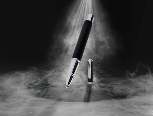 Boligrafo y estuche Belius turbo aluminio textura punteada negro y plateado tinta BB248 , negro plata, imagen 3 mini