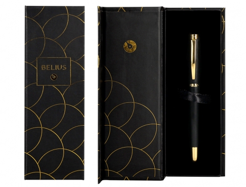 Pluma Belius passion dor aluminio textura cepillada color negro y dorado tinta BB237 , negro dorado, imagen 5 mini