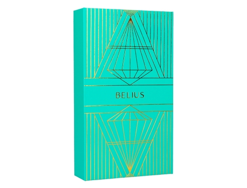 Pluma y estuche Belius soiree color art deco turquesa dorado tinta azul BB266, imagen 4 mini