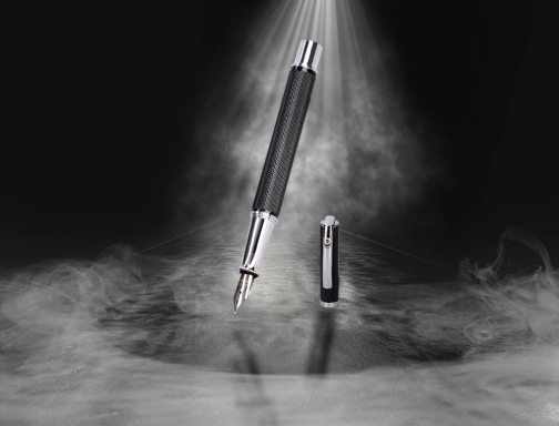 Pluma y estuche Belius turbo aluminio textura punteada color negro y plateado BB247 , negro plata, imagen 3 mini