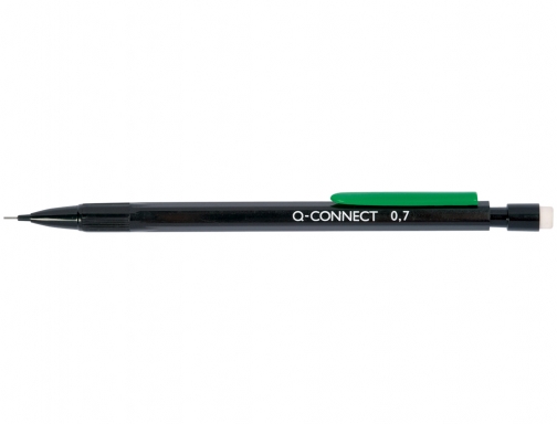 Portaminas Q-connect 0,7 mm con 3 minas cuerpo negro con clip verde KF01345, imagen 2 mini