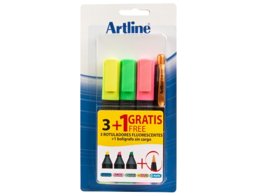 Rotulador Artline fluorescente ek660 blister de 3 unidades + 1 boligrafo serie B660 , surtidos, imagen 2 mini