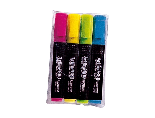 Rotulador Artline fluorescente ek-660 punta biselada bolsa de 4 unidades colores surtidos EK-660-4, imagen 2 mini