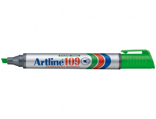 Rotulador Artline marcador permanente 109 verde punta biselada EK-109, imagen 2 mini
