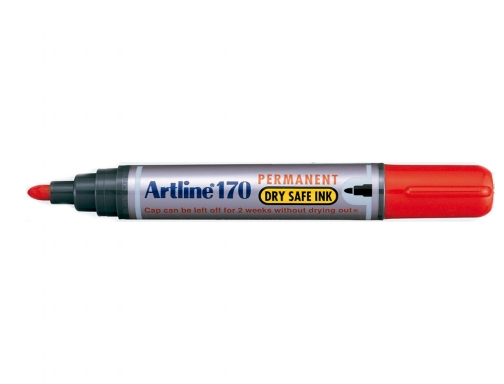 Rotulador Artline marcador permanente 170 rojo punta redonda 2 mm antisecado 170-R, imagen 2 mini