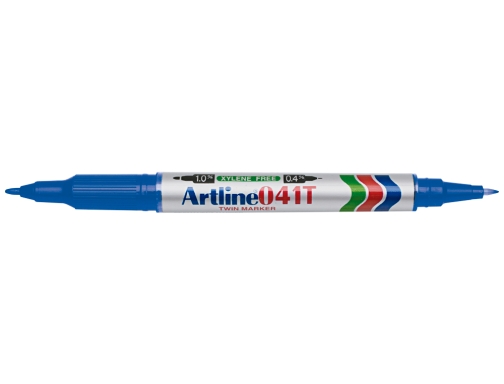 Rotulador Artline marcador permanente EK-041T AZ ul doble punta 0.4 y 1.0 , azul, imagen 2 mini