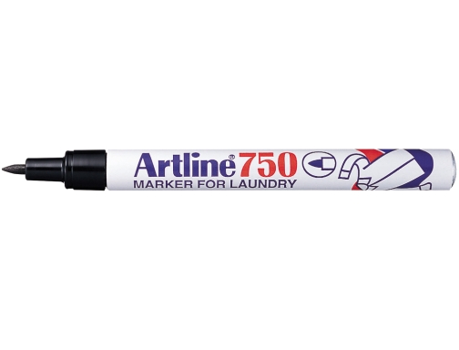 Rotulador Artline marcador permanente lavable para textil EK-750 N egro punta redonda , negro, imagen 2 mini