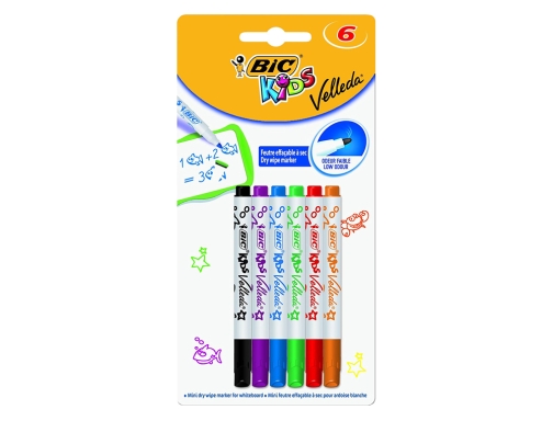 Rotulador Bic kids velleda para pizarra blister de 6 colores surtidos 8413871, imagen 2 mini