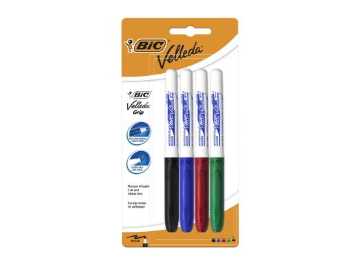 Rotulador Bic velleda grip trazo 1,2 mm blister 4+1 colores surtidos 875700, imagen 2 mini