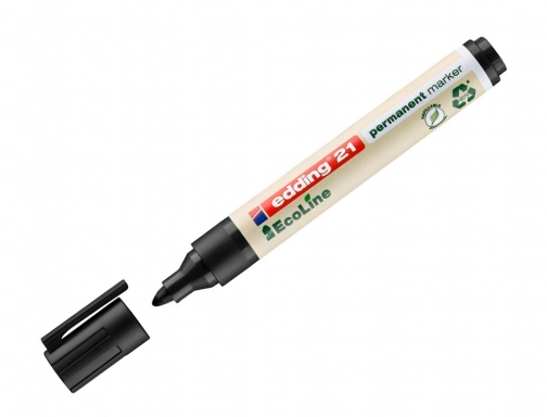 Rotulador Edding 21 marcador permanente ecoline 90% reciclado color negro punta redonda 21-01, imagen 3 mini