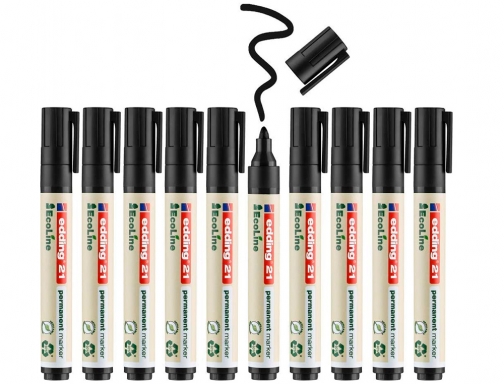 Rotulador Edding 21 marcador permanente ecoline 90% reciclado color negro punta redonda 21-01, imagen 4 mini