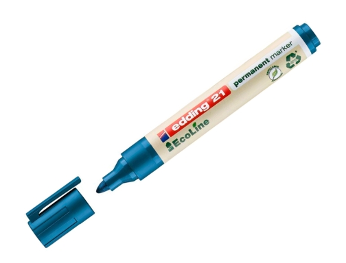 Rotulador Edding 21 marcador permanente ecoline 90% reciclado color azul punta redonda 2103, imagen 3 mini