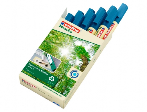 Rotulador Edding 21 marcador permanente ecoline 90% reciclado color azul punta redonda 21-03, imagen 5 mini