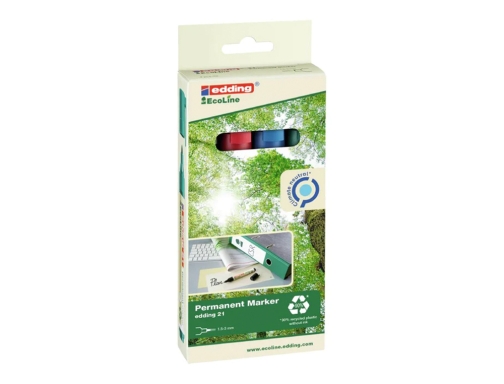 Rotulador Edding 21 marcador permanente ecoline 90% reciclado bolsa 4 colores surtidos 21-4-S, imagen 4 mini