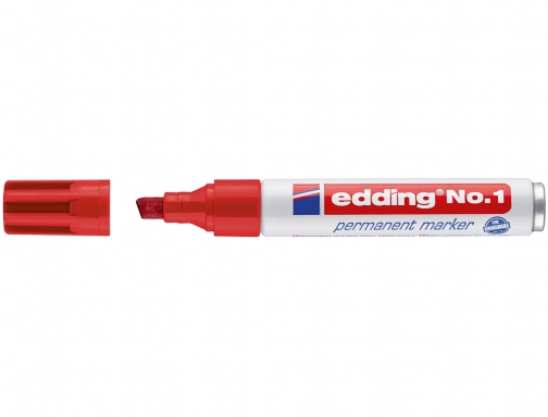 Rotulador Edding marcador permanente 1 rojo punta biselada 5 mm 1-02, imagen 2 mini