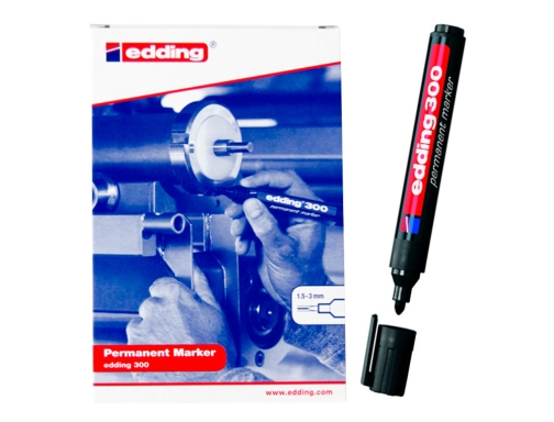 Rotulador Edding marcador permanente 300 negro punta redonda 1,5-3 mm recargable 300-01, imagen 5 mini