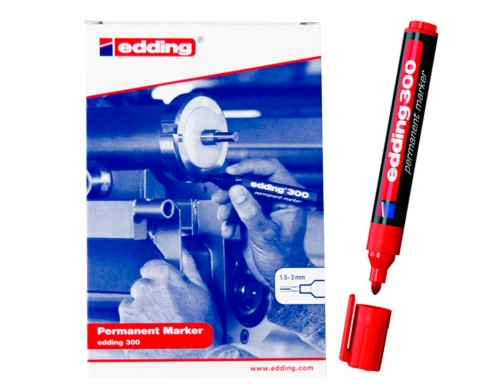 Rotulador Edding marcador permanente 300 rojo punta redonda 1,5-3 mm recargable 300-02, imagen 4 mini