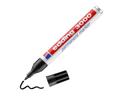 Rotulador Edding marcador permanente 3000 negro punta redonda 1,5-3 mm recargable 3000-01, imagen 3 mini