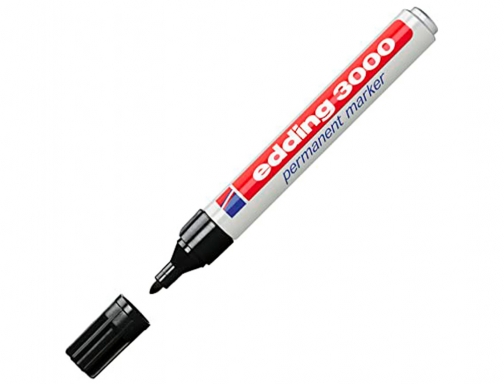 Rotulador Edding marcador permanente 3000 negro n.1 punta redonda 1,5-3 mm blister E-3000 1-01, imagen 3 mini