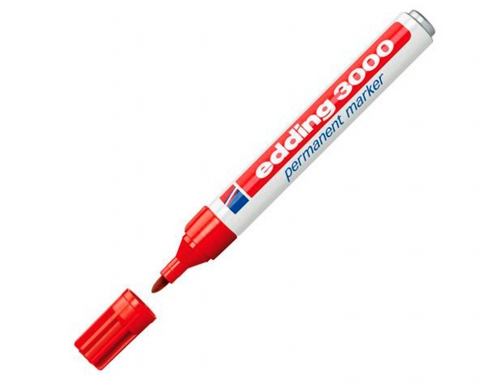 Rotulador Edding marcador permanente 3000 rojo n.2 punta redonda 1,5-3 mm blister E-3000 1-02, imagen 3 mini