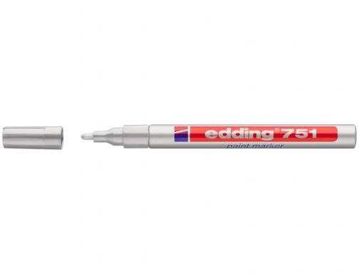 Rotulador Edding punta fibra 751 plata punta redonda 1-2 mm 751-54, imagen 2 mini