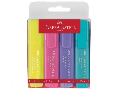 Rotulador faber fluorescente 1546 color pastel estuche 4 unidades colores surtidos Faber-Castell 154610, imagen 2 mini